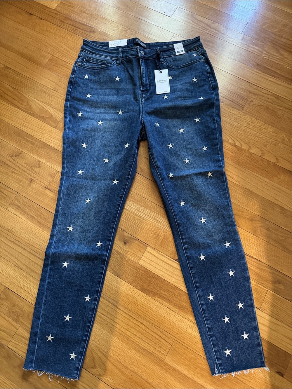 Judy Blue Dark Blue Star-Embroidered Skinny Jeans
